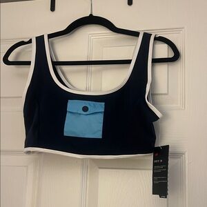 STAUD Navy and Light Blue Sports Bra